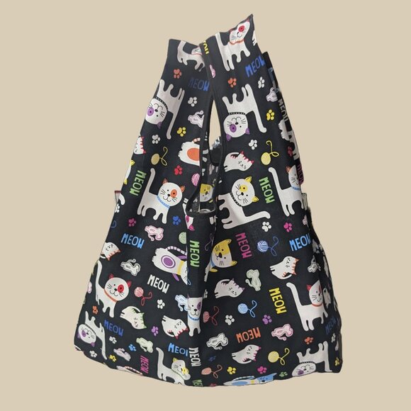 Cat Print Reusable & Foldable Shopping Bag - Picture 3 of 7